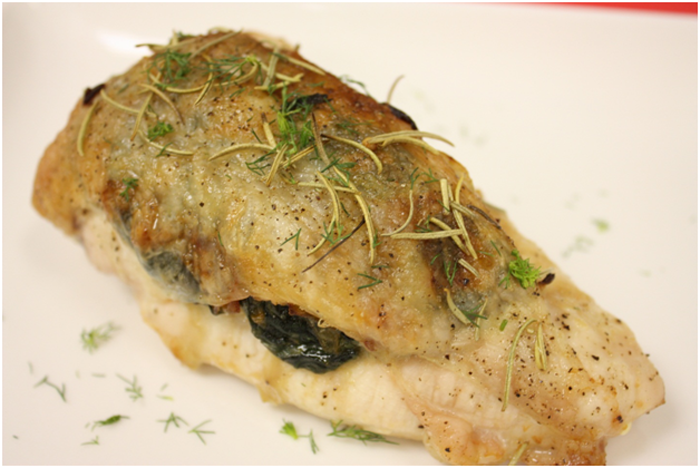 Chicken Breast Stuffed with Spinach, Pine Nuts and Pancetta